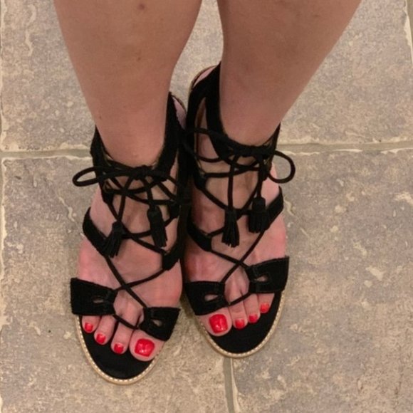 DOLCE VITA Black Suede Lace Up Sandals - Picture 7 of 7